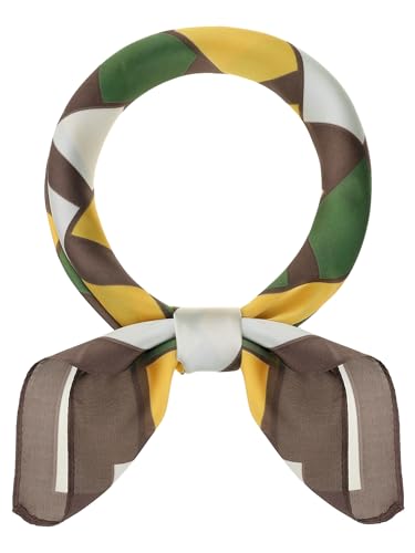 Women Contrast Color Square Scarf, 27.6x27.6 Silk Like Bandana Neckerchief Neck Scarves