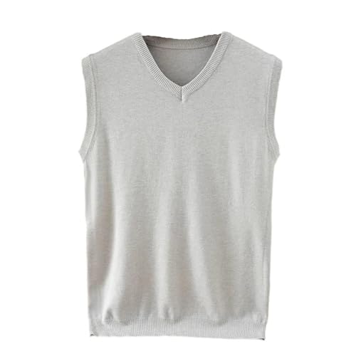 UIOKLMJH Men's Spring Autumn Daily V-Neck Sleeveless Sweater Vest Business Solid Color Loose Knitted Waistcoat