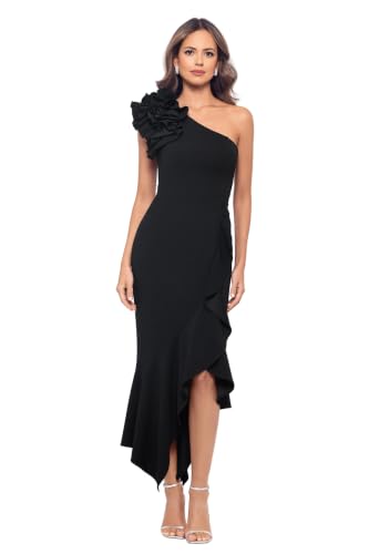 Image of Xscape Womens Xscape Women's Off The Shoulder Sweetheart Neck Ruffle Knee Length Dress