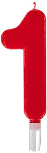 Dekora - Bougie d'Anniversaire Géante Numéro 1 de Couleur Rouge