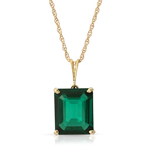 Galaxy Gold GG 14K Solid Yellow Gold Necklace With Octagon Shape 4.5 ctw High Polished Genuine Emerald - Grade AAA LAB GROWN GENUINE REAL EMERALD4