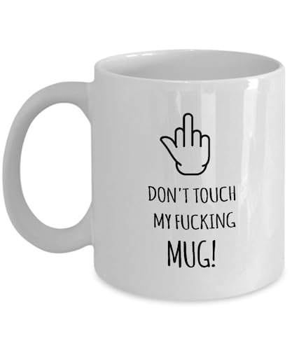 AMISK CREATIVES Rude Novelty Mug Gift Joke Don't Touch My Fucking Gift Ideas Funny Humorous Coffee Cup Mug