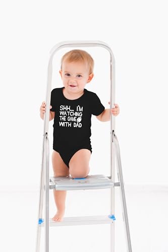 AW Fashions Shh... I'm Watching The Game With Dad Baby Bodysuit Funny Infant Clothes Romper Boy Clothes3