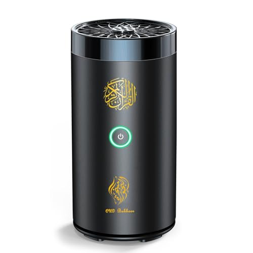 OUD Bukhoor 2 in 1 Electric Incense Burner with Quran Speaker, Rechargeble Bakhoor Burner Aroma Diffuser for Car Office Home Bedroom Living Room Study Spa (Black-1)