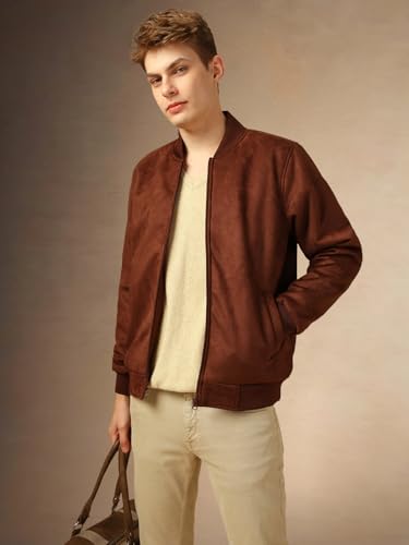 Image of Dennis Lingo Men Regular Fit Suede Fabric Full Sleeves Solid Jackets
