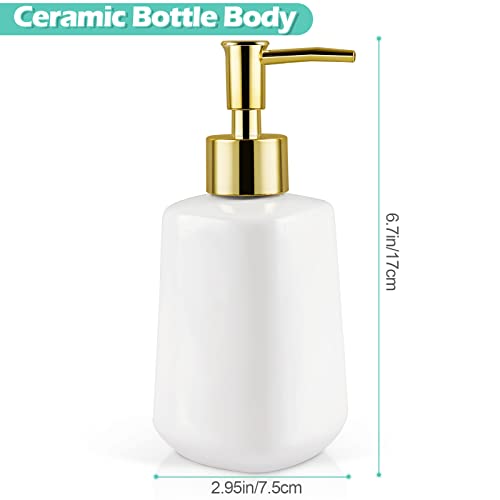 Image of 14OZ Dish Soap Dispenser, Hand Soap Dispenser Ceramic Bottle (Bright White) | Pump Dispenser Bottle, Refillable Liquid, Dish Soap, Hand Soap, Essential Oil & Lotion, Great for Kitchen & Bathroom