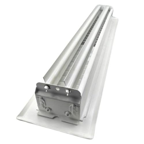 Image of 2 inch x 14 inch White Floor Register 2 Way - Stamped Face Steel Vent Cover, HVAC Floor Grille for AC Heat, Fits 2x14 Duct Opening, Heavy Duty Metal Register