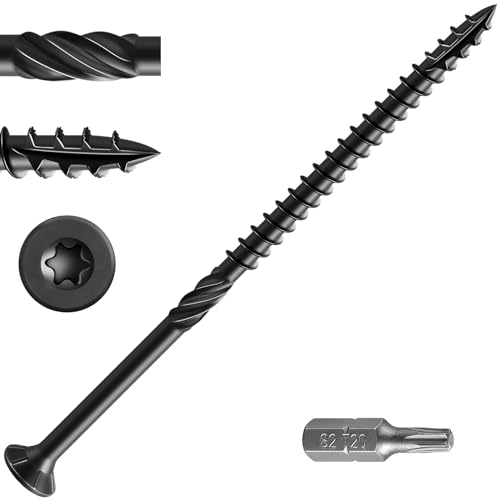 Image of Wensilon #12 * 7 inch Black Deck Screws, (110pcs) 5 lbs.Exterior Wood Screws, Rust Resistant Epoxy Coated, Bronze, T20 Star Bit
