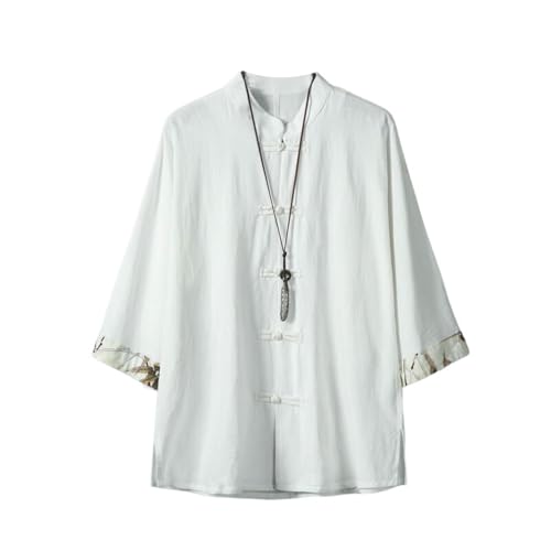 Chemise d'été homme style chinois rétro à manches 7/4