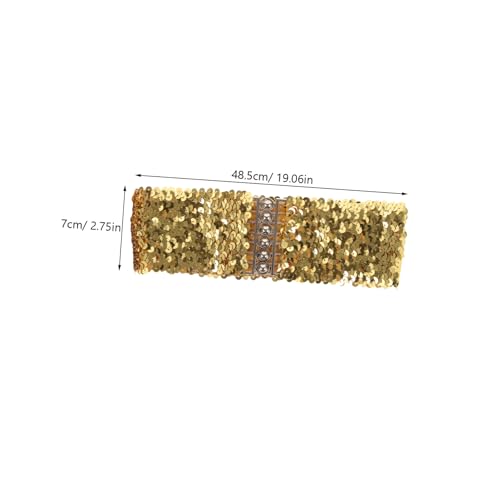 Healifty Wide Elastic Sequin Belt for Women Stretchy Sleek Waistband with Glitter Comfortable Fashion Accessory for Business Dresses and Parties Fit2