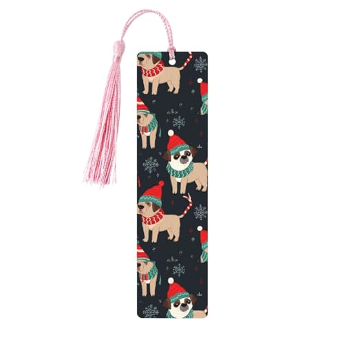 メリークリスマス 犬 木製しおり DIY 木製クラフト しおり カラフルなタッセル付き 木製ギフトタグ ラベル 本好きの方への珍しいギフト 男性 女性