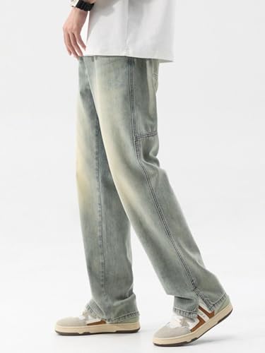 Jeans Pants Trousers Denim Spring/Summer Versatile Loose Water Washed Vintage Men's High Street Handsome Straight3
