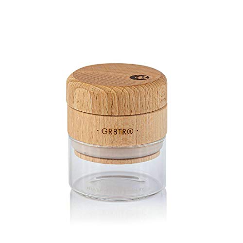 RYOT Wood GR8TR Herb Grinder with Clear or Matte Black Jar Body and Beech or Walnut Top (Beech Top/Clear Jar)