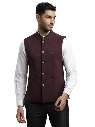 Image of Turtle Men Knitted Terylene Rayon Dobby Print Party Nehru Jacket