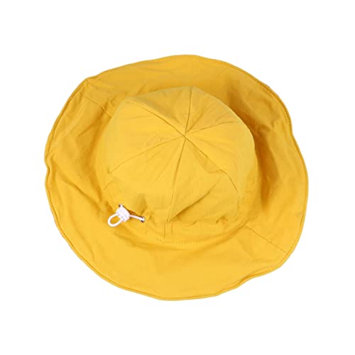 PartyKindom Breathable Double Sided Sun Hat for Boy Girl Cotton Fisherman Hat Sun Protection Cap for Lightweight Yellow Design3