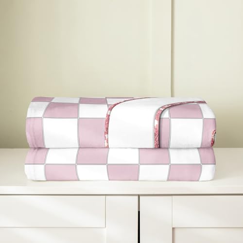 Image of Erosebridal Pink Initial G Flannel Blanket Kawaii Plaid Checkered Fuzzy Plush Throw Cute Personalized Monogram Fleece Blanket for Kids Girls,Fashion Grids Gingham Decor for Bed Couch Baby 30 inchx40 inch