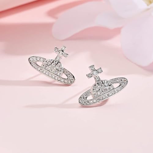 Saturn Earrings Aesthetic Cubic Zircon Silver Saturn Stud Earring Jewelry for Women Gift2