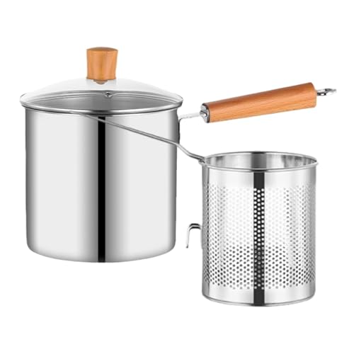 Olla con cesta,Freidora con cesta - Olla de filtro de aceite de acero inoxidable de gran capacidad | Gadget de cocina versátil de ancha, recipiente de filtro de aceite versátil para la ma