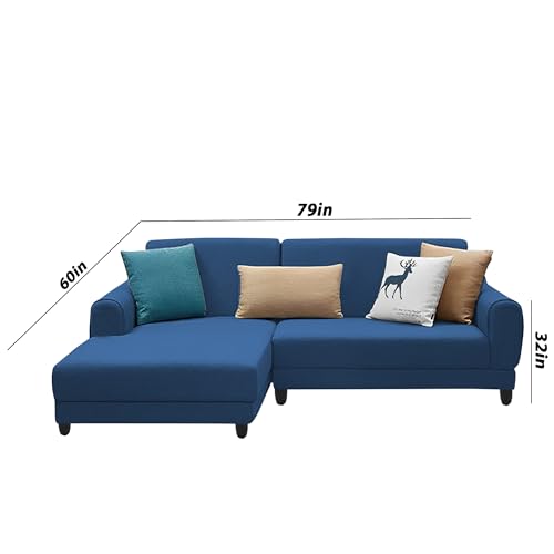Image of Kraven LHS 4 Seater L Shape Sofa Set for Living Room (Blue Fabric) Premium Fabric Sofa