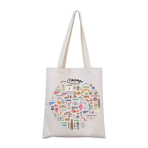 MNIGIU Sacola de Chicago, presente de lembrança de Chicago, bolsa de viagem Chicago State Gift Chicago Welcome Bag, Bolsa Chicago, 33 L x 22 W x 1 H inches