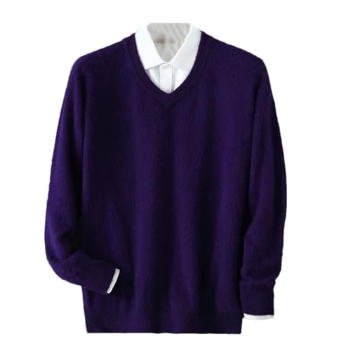 Disimlarl Men V-Neck Knit Wool Sweater Thick Loose Long Sleeved Jumpers Pullover Warm Solid Sweaters