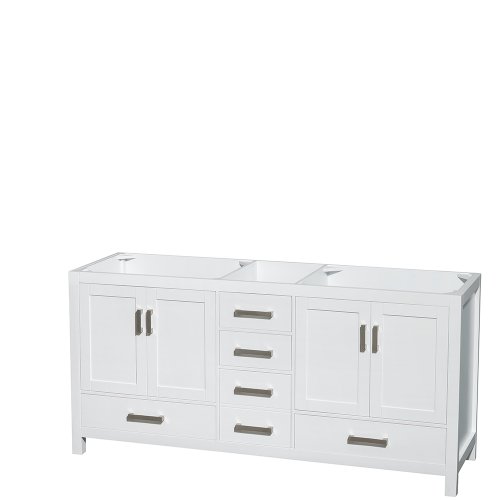 Wyndham Collection Sheffield 72 inch Double Bathroom Vanity in White, No Countertop, No Sinks, and No Mirror