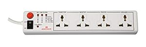 Anchor by Panasonic 4 Way 6A International Socket with Single Switch | 4 Way Extension Board with 1.5 Mtr Extension Cord | Multi Plug Socket for Home Wall, Office (22047)