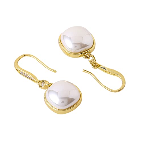Geometrical Pearl Drop Hook Earrings