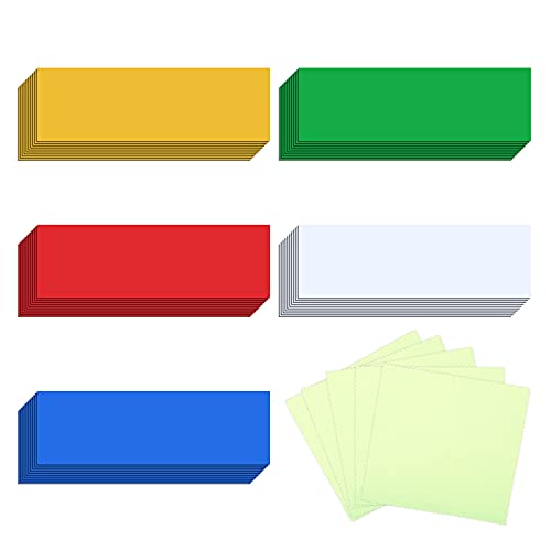 LOPOTIN 100 Pcs Étiquettes Magnétiques Inscriptibles, Étiquette Magnetique Effacable de 60x20mm, Pense Bête Magnétique avec 5 Chiffon de Nettoyage pour Bureau École Maison Réfrigérateur Tableau