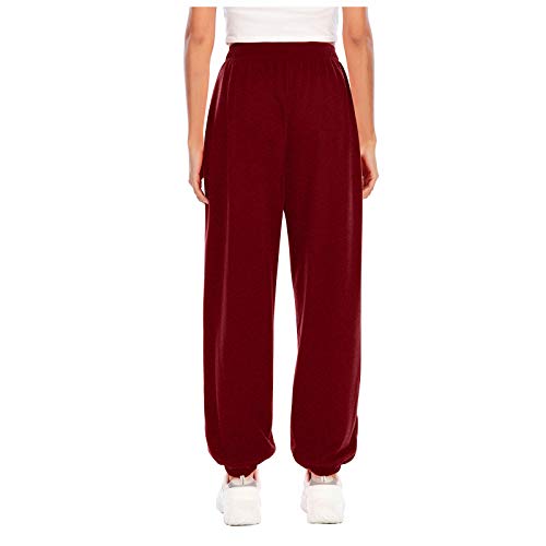 Senyentie Calças femininas com bolsos, calças de moletom jogging jogger calças esportivas macacões m
