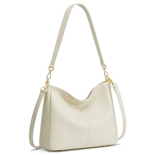 Image of Kattee Leather Purses, Hobo Crossbody Bag with 2 Straps | Soft pebbled leather hobo bag with 2 straps, roomy pockets, everyday style for work, shopping, travel, and outings.