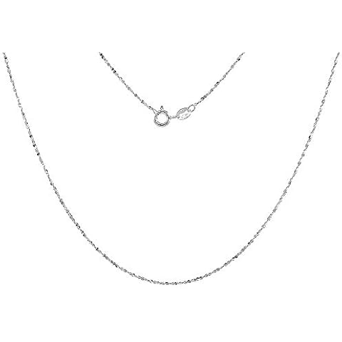 Sterling Silver Diamond Cut Twisted Serpentine Chain 1.1mm Very Thin Nickel Free Italy, 18 inch Cover