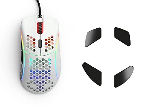 Glorious Model D Gaming Mouse, Matte White + Glorious G-Floats Polished Ceramic Mouse Feet for D/D- Mouse (Bundle)