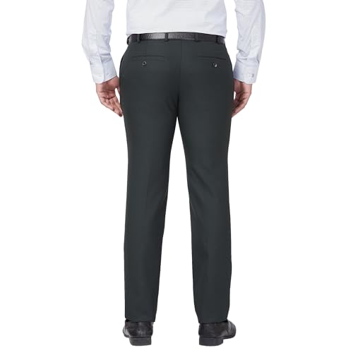 Image of Raymond Men Slim Fit Solid Pattern Polyester Blend Flat Front Casual Trouser