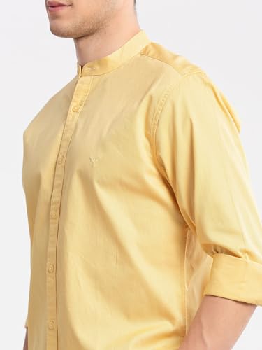 Image of SHOWOFFFF Men Solid Casual Shirt | Mandarin Collar Full Sleeves Cotton Shirt for Mens | Slim Fit Regular Length Shirt for Men's