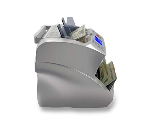 SILVER By AccuBANKER S3500 Flex Bill Counter - High Speed Money Counter Machine w/ 3 Counterfeit Detection Methods UV/MG/DD- Sorted Cash only- Count Number of Bills & Calculate Value per Denomination