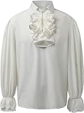SMIFCAALOR Mens Pirate Shirt Steampunk Victorian Cosplay Shirts Medieval Costume Renaissance Halloween Costume Tops White