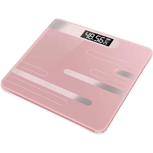 Balanza digital de baño con pantalla LCD y vidrio rosa