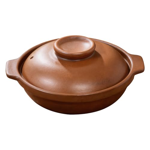 NIYANGLE Olla de barro sin esmaltar para cocinar - Cazuela de terracota de 1 l con tapa - Olla Donabe para arroz y sopa - Utensilios de cocina asiáticos para fiestas, comidas diarias y