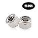 BokWin 25PCS 1/4 20 Nylon Insert Hex Lock Nuts 304 Stainless Steel 18-8,Bright Finish