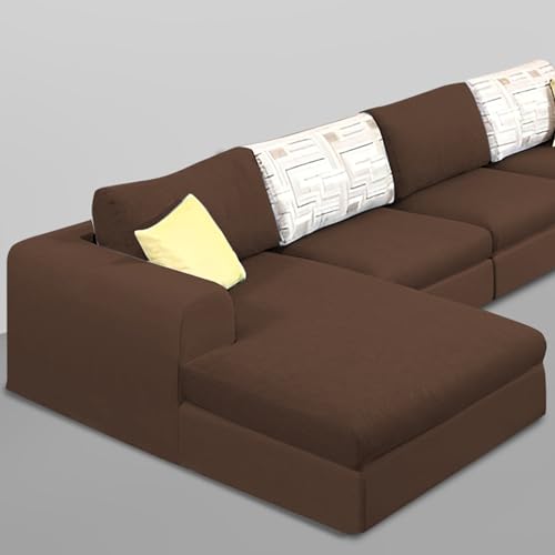 Image of Koza LHS 6 Seater L Shape Sofa Set for Living Room (Brown Fabric) Premium Fabric Sofa
