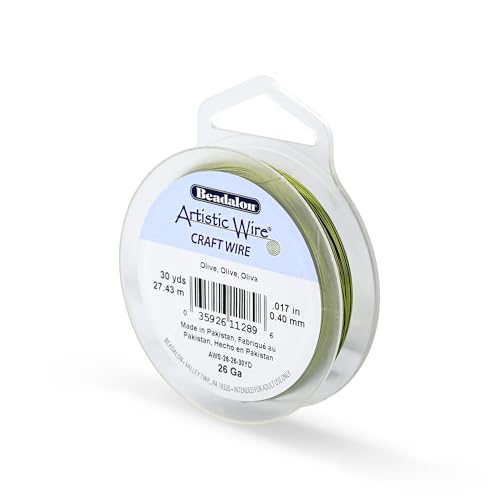 Image of Artistic Wire, 26 Gauge Tarnish Resistant Colored Copper Craft Wire, Olive, 30 yd