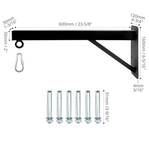 QWORK® Boxsackhalterung Wandhalterung inkl. Befestigungsschrauben - Solider Stahl - 60cm -Tragkraft 150 kg
