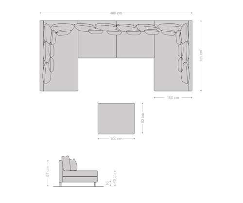 DELIFE Couch Clovis XL Braun Antik Optik mit Hocker Wohnlandschaft Modules Sofa – Bild 4