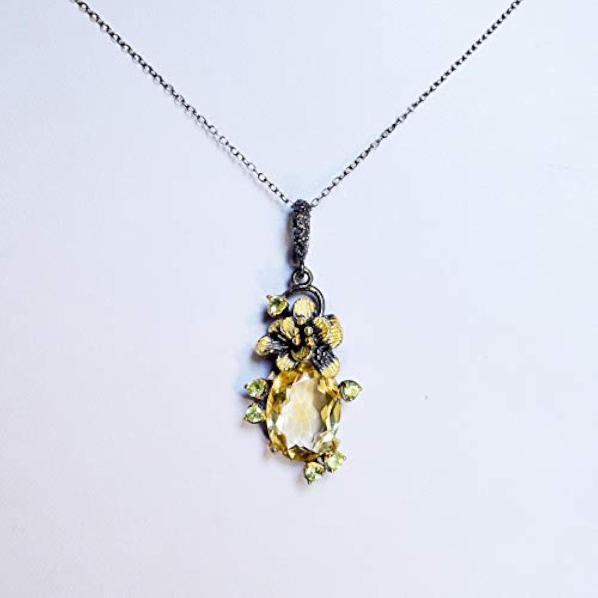 Citrine November Birthstone Pendant, Elegant Silver
