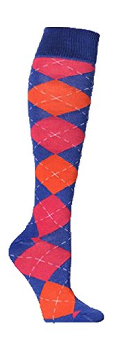 Image of Couver Women's Argyle Knee High Socks - Soft Acrylic Over the Calf Tube Style Socks for Casual Athletic - One Size