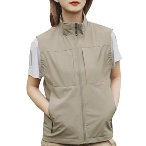 Generisch Damen Outdoor Weste für Frühling und Herbst Leicht Winddicht und Stylisch (Khaki, XXL) Generisch Damen Outdoor Weste für Frühling und Herbst Leicht Winddicht und Stylisch (Khaki, XXL)