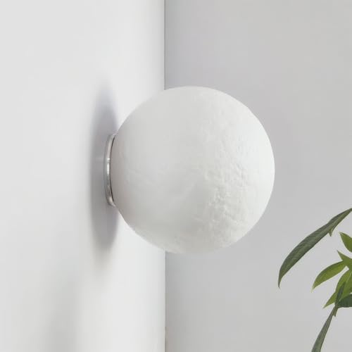 Large 3D Printed Moon Wall Light - Modern Warm Resin & Fiber Optic Lamp - Creative Ambient Bedside Lighting for Bedroom, Living Room, and Wall Décor