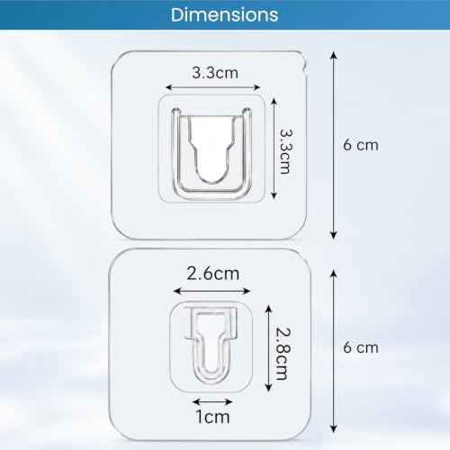 Image of KONVIO NEER Double Sided Self Adhesive Wall Hooks - 10 Pack Heavy Duty Male Female Wall Mount Hooks without Drilling, Transparent Sticker Hooks for WiFi Router, Socket Box, Kitchen & Home Organization