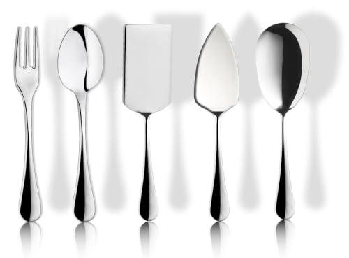 Inoxriv, Charme Set 5 Pezzi Posate da Servizio in Acciaio Inox, Finitura Lucida a Specchio, Posate a Servire per Tavola, Made in Italy